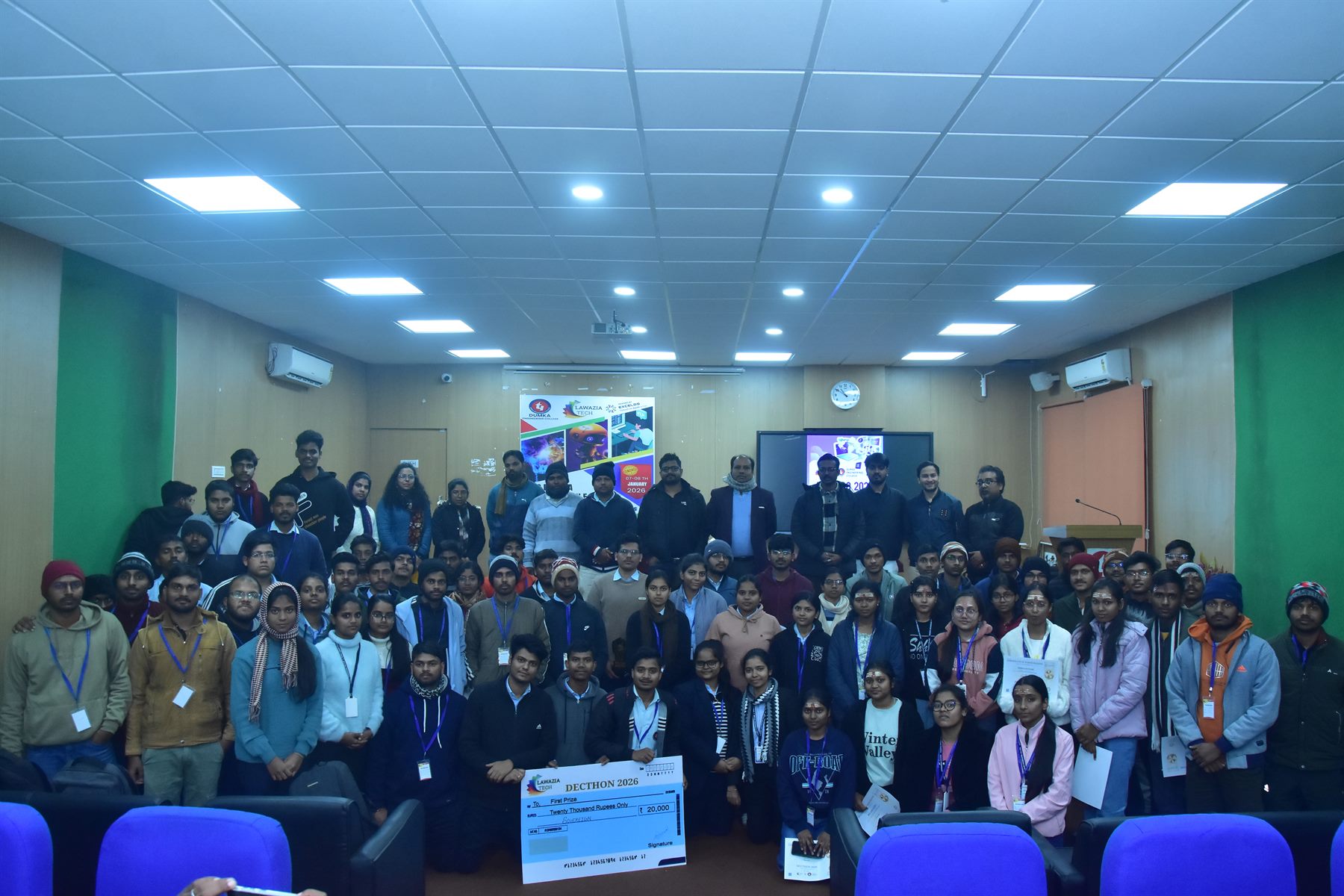 DECTHON 2026 — packed auditorium at Dumka Engineering College
